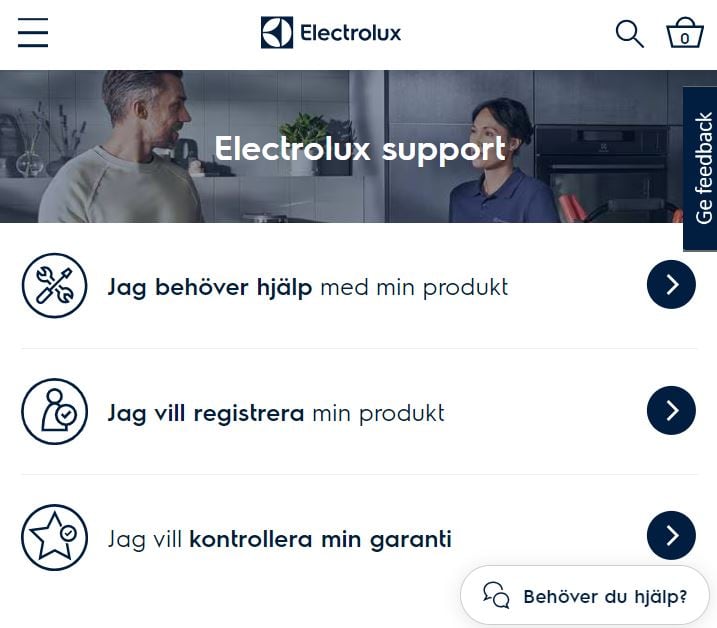 Electrolux Sverige support chatt hjalp