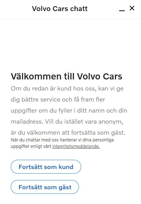 Volvo Car Sverige chatt kontakt kundservice