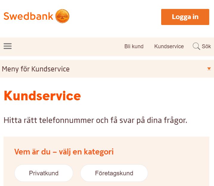swedbank kundservice kontakt