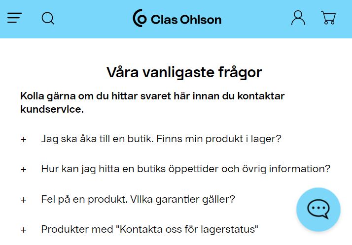 Clas Ohlson Sverige kontakta kundservice chatt faq