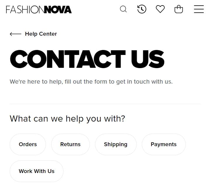 Fashion Nova kontakt kundservice